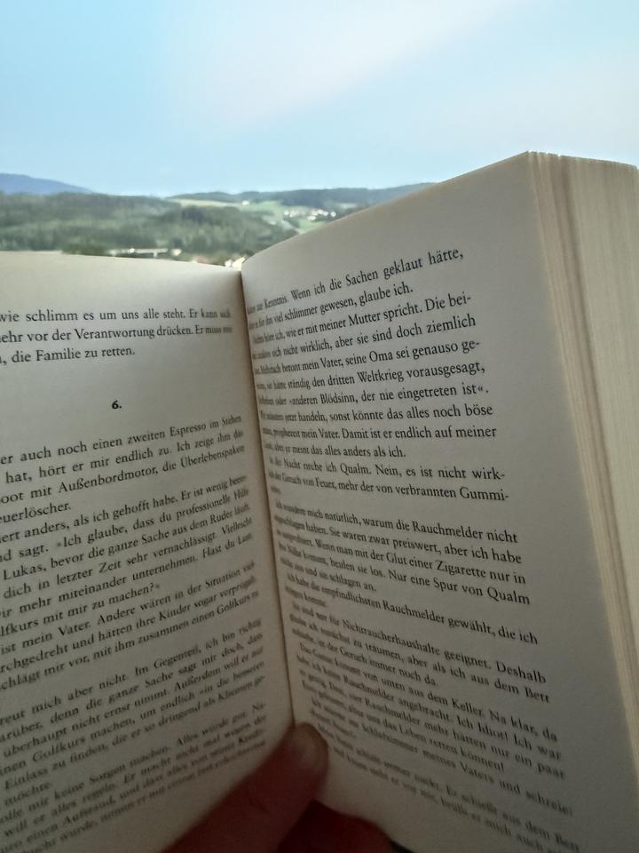 Lesen mit Blick in den Bayerischen Wald